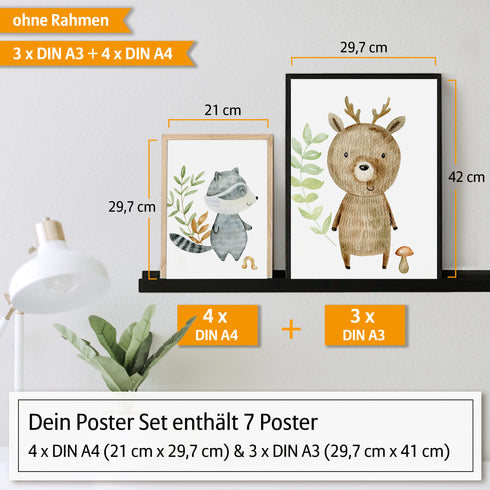 Poster Set Aquarell Animals