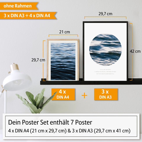 Poster Set Blue Waves