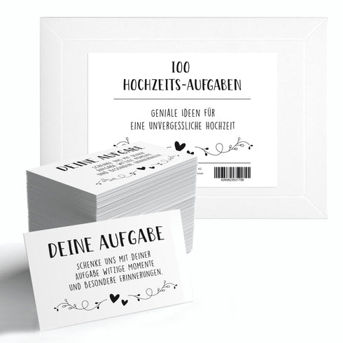 100 Hochzeits Aufgaben Karten weiß