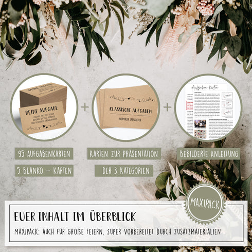 100 Hochzeits Aufgaben Karten Kraftpapier