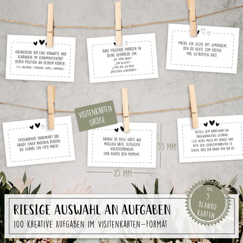 100 Hochzeits Aufgaben Karten weiß