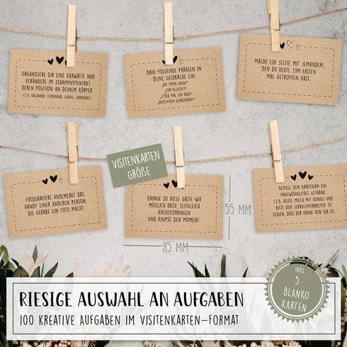100 Hochzeits Aufgaben Karten Kraftpapier