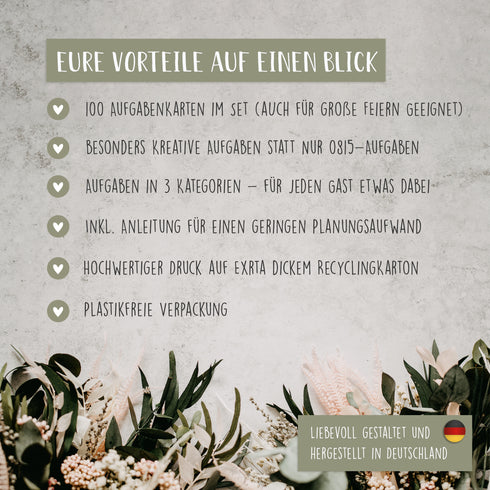 100 Hochzeits Aufgaben Karten weiß