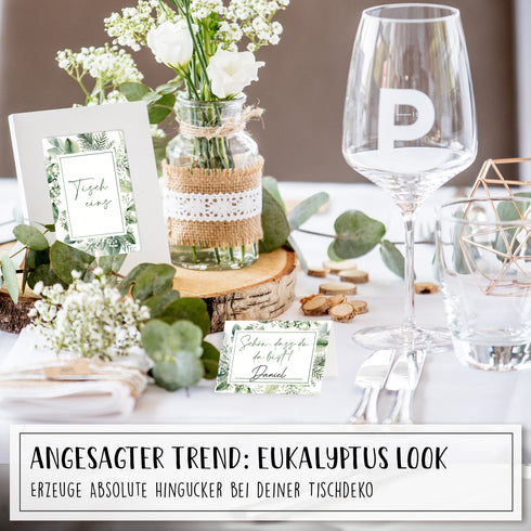100 Tischkarten Eukalyptus