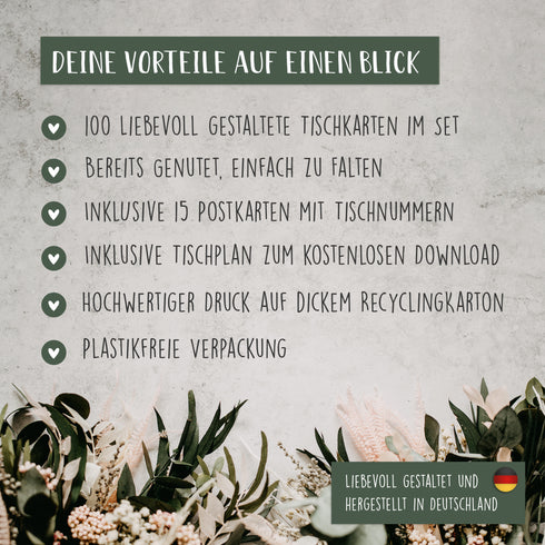 100 Tischkarten Eukalyptus