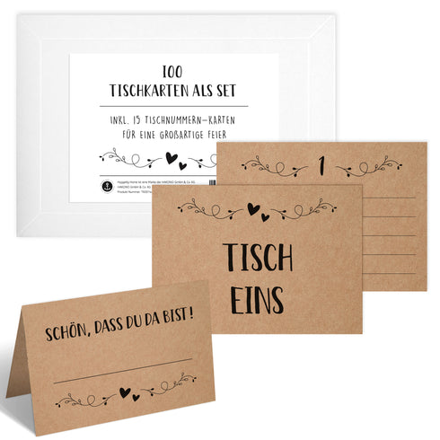 100 Tischkarten aus Kraftpapier
