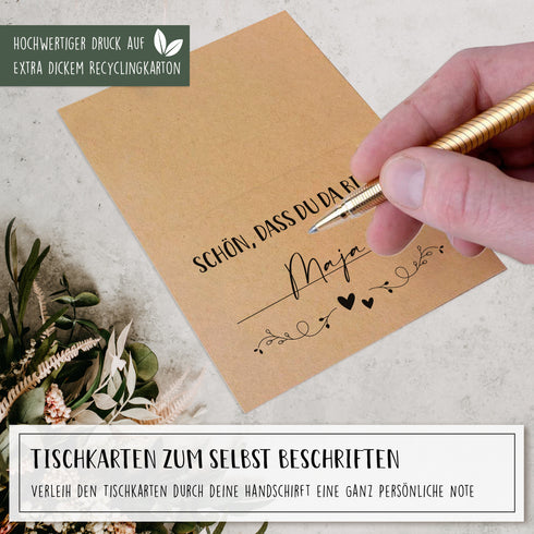 100 Tischkarten aus Kraftpapier