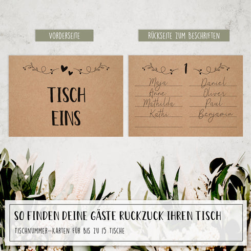 100 Tischkarten aus Kraftpapier