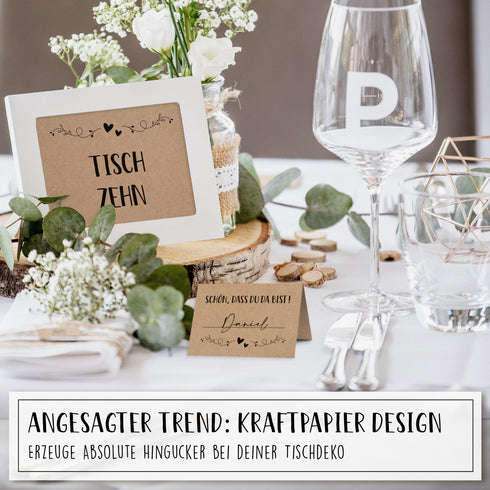 100 Tischkarten aus Kraftpapier