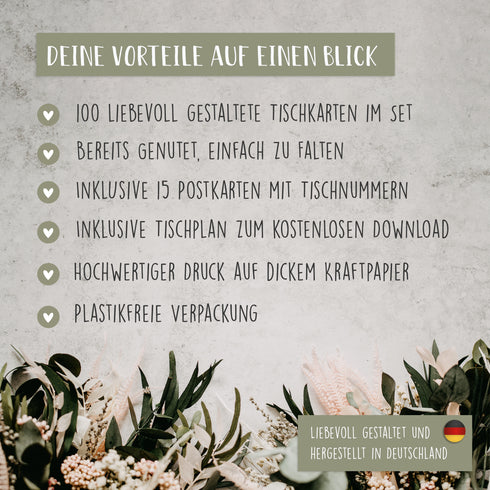 100 Tischkarten aus Kraftpapier