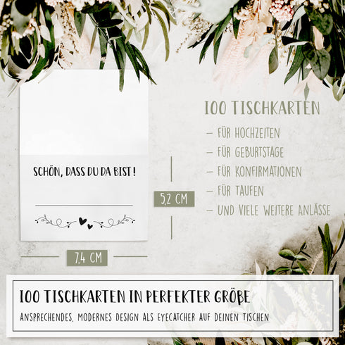 100 Tischkarten weiß